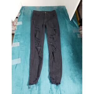 American Eagle Jeans Size 00 Womens Black Stretch Pants Denim High Rise Jegging